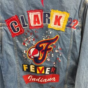 Caitlyn Clark FISLL Blue Jean Jacket with Colorful Patches